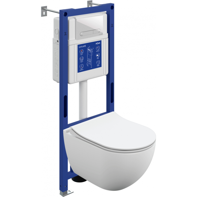 Комплект CERSANIT BRASKO SMART DPL EO slim инсталляция AQUA 40 SMART M кнопка ESTETICA пластик белый LP 69334