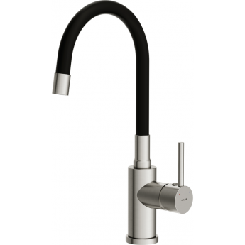 Смеситель CERSANIT для кухни MELAR однорычажный с гибким изливом, никель