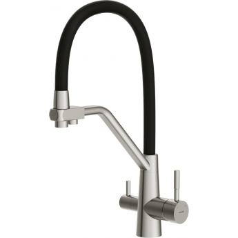 Смеситель CERSANIT для кухни VIVO однорычажный с фильтром с гибким изливом, никель